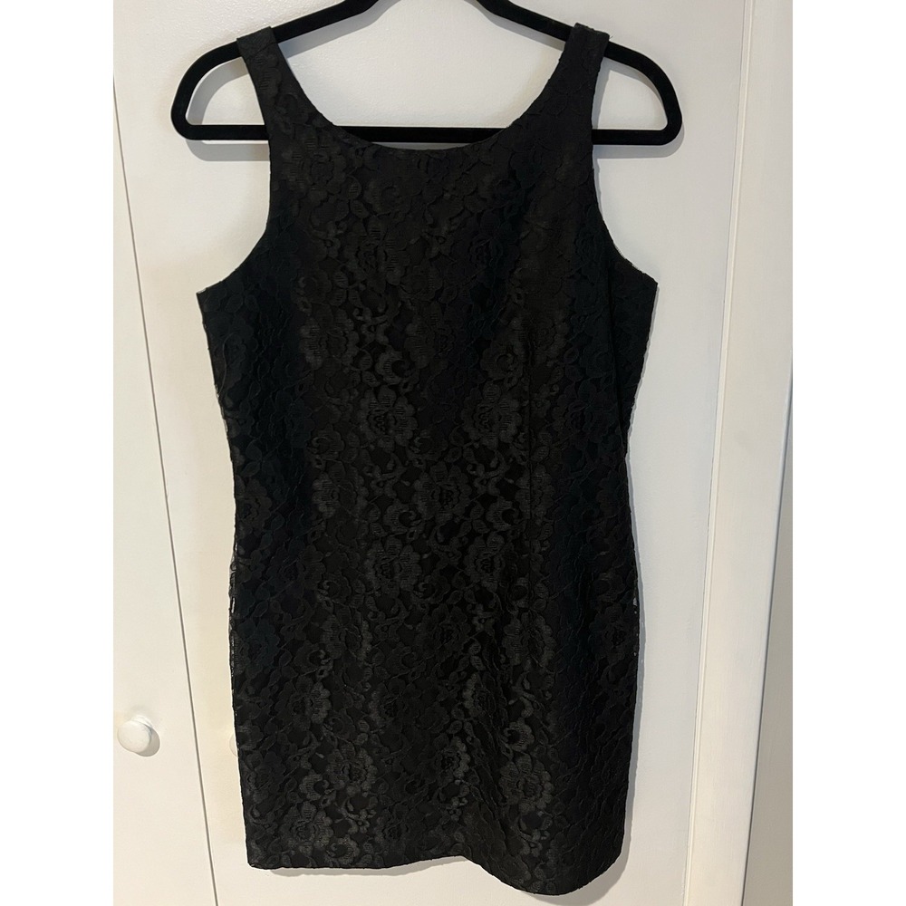 Rampage Black Women's Floral Lace‎ Sheath Dress Size 7 Sleeveless Made In USA